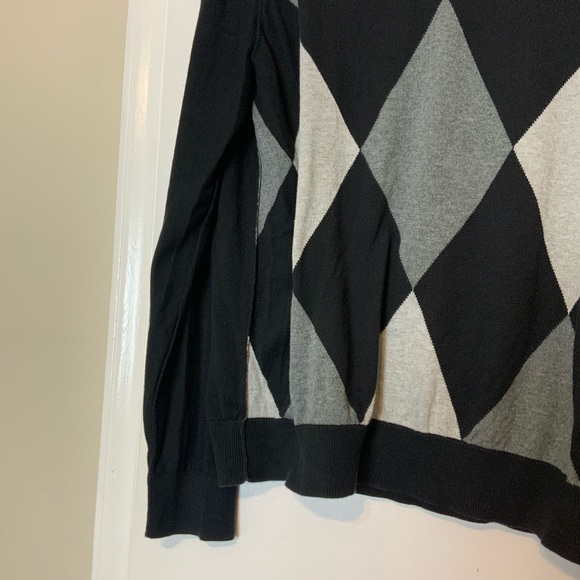 EUC Express Design Argyle Knit V-Neck Sweater Black/Gray Men’s - Picture 5 of 9